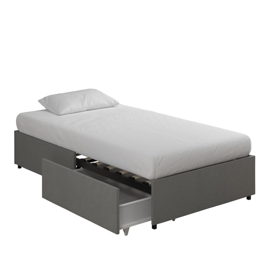 platform queen bed with storage drawers - Gray - Twin Size