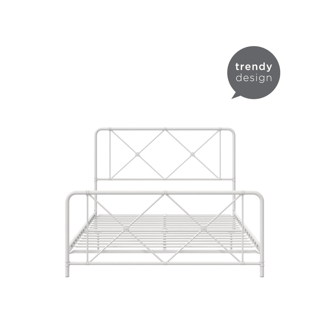 farmhouse metal platform bed - White - Full Size