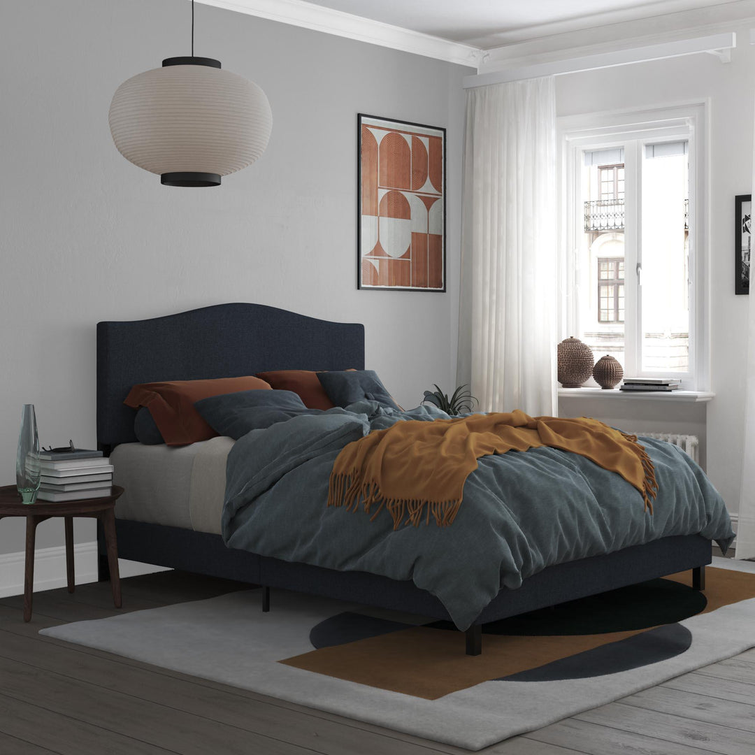 camelback upholstered bed - Blue - Full Size