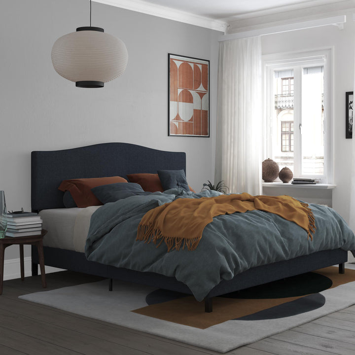 camelback upholstered bed - Blue - King Size
