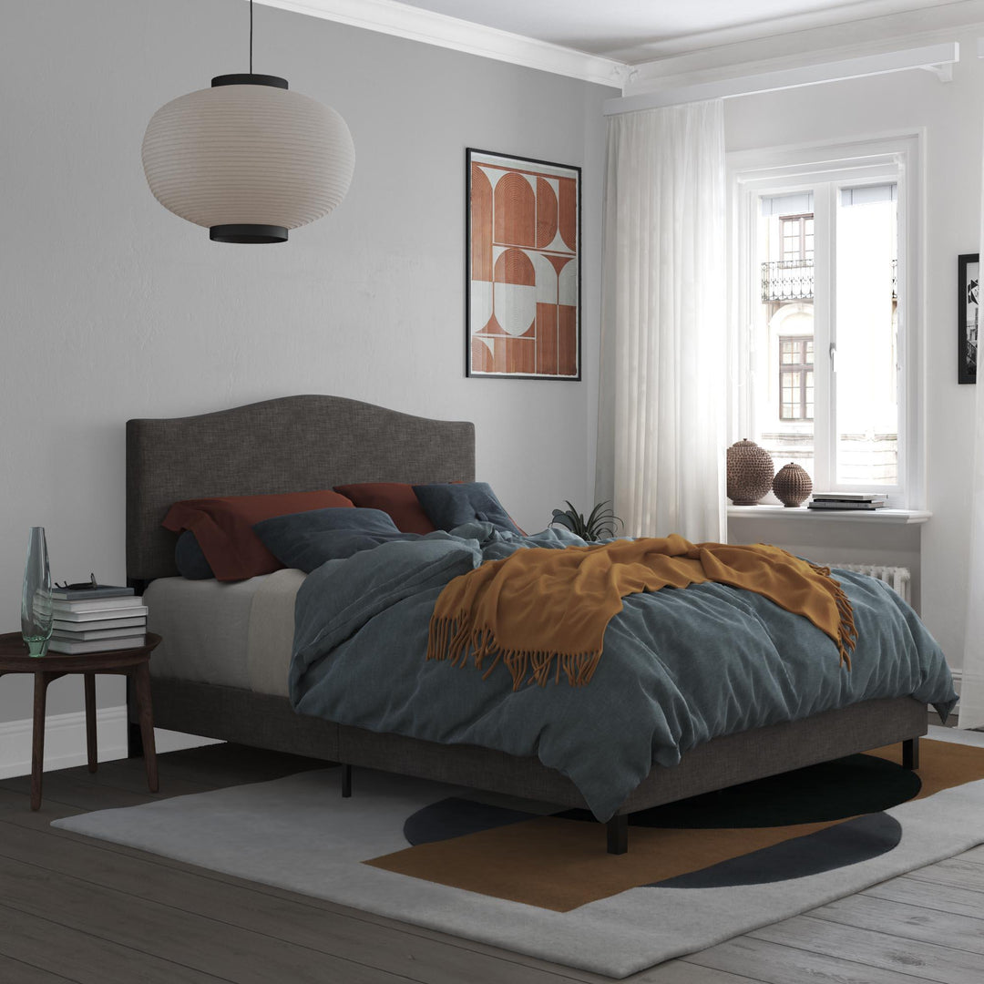 camelback upholstered bed - Gray - Full Size