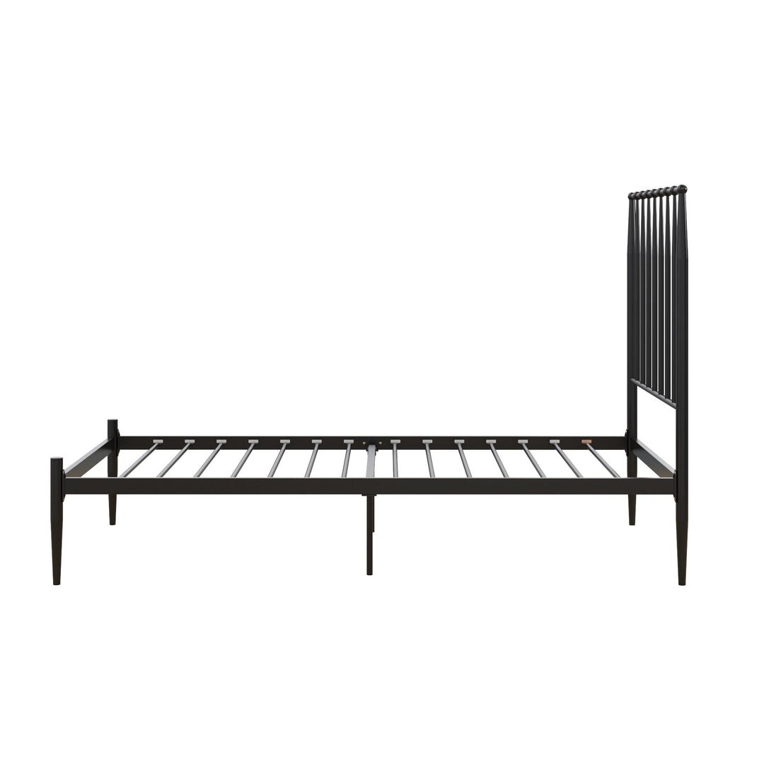Giulia Modern Metal Platform Bed with Headboard and Underbed Clearance  - Black - Twin