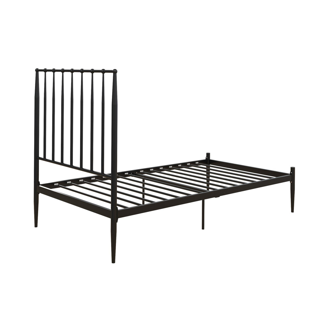 Giulia Modern Metal Platform Bed with Headboard and Underbed Clearance  - Black - Twin