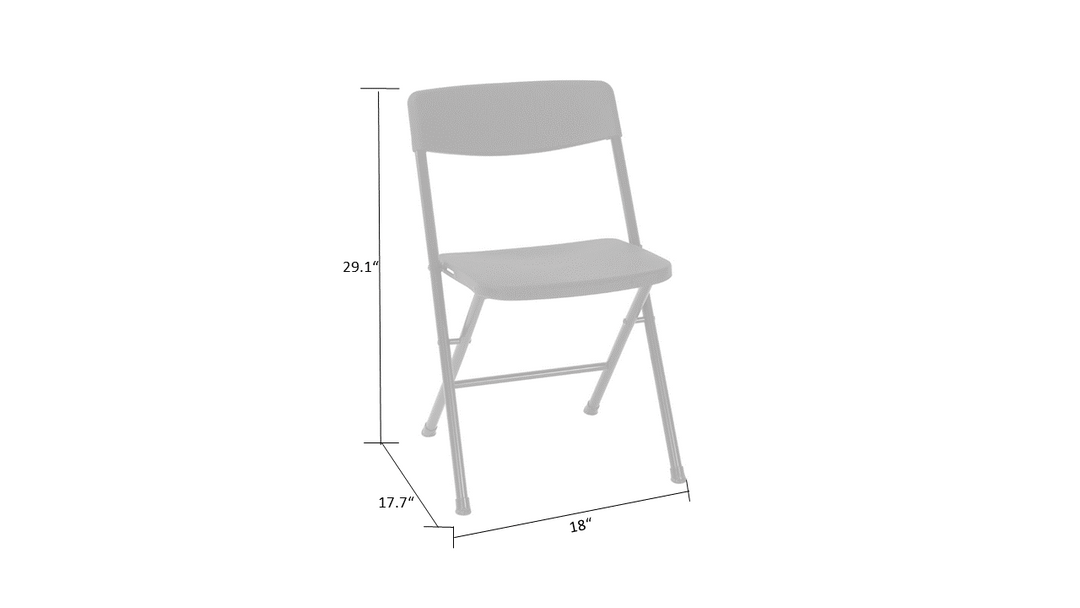 Resin Folding Chair with Steel Frame and Molded Seat and Back, Set of 4 - Black - 4-Pack