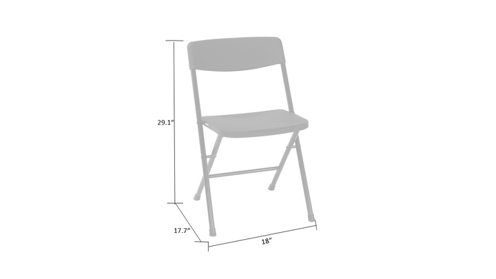 Resin Folding Chair with Steel Frame and Molded Seat and Back, Set of 4 - Black - 4-Pack