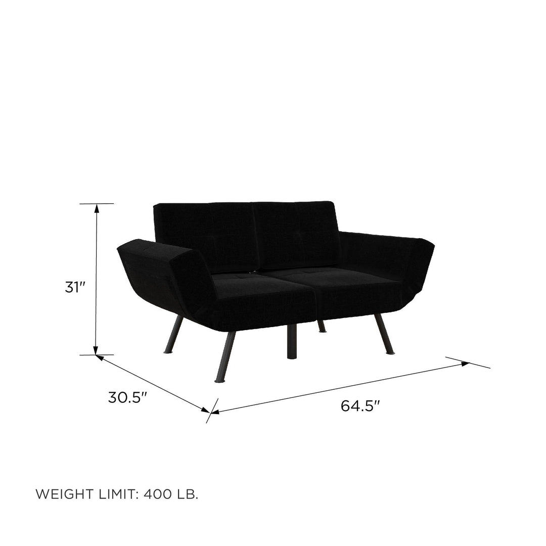 Euro style tufted loveseat futon with Storage - Black