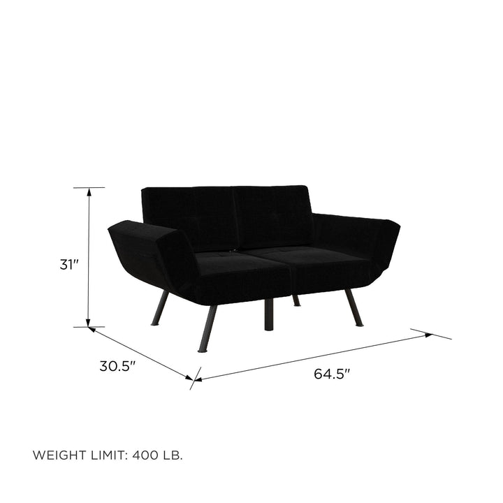 Euro style tufted loveseat futon with Storage - Black