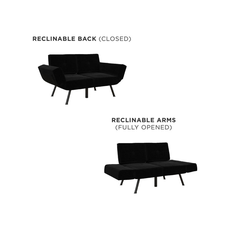 loveseat futon with storage pockets - Black