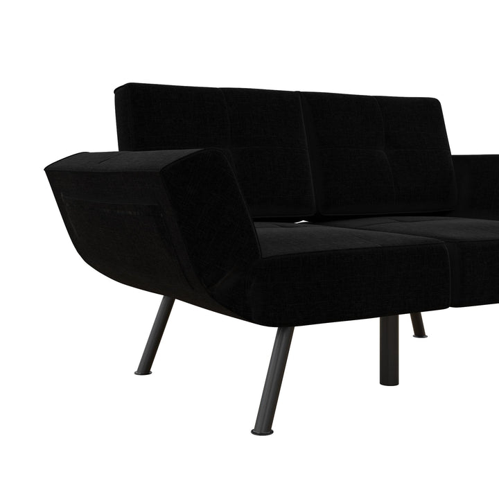 Modern loveseat futon with storage - Black