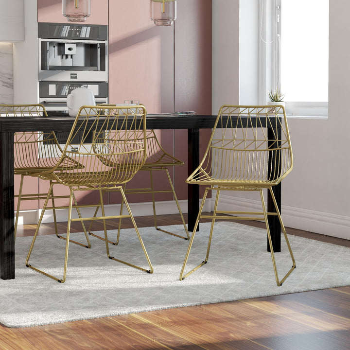 Astrid wire design dining chair -  Gold