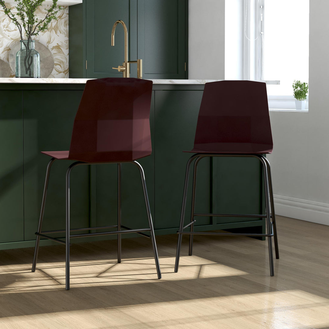 Riley counter stool with molded design -  Burgundy