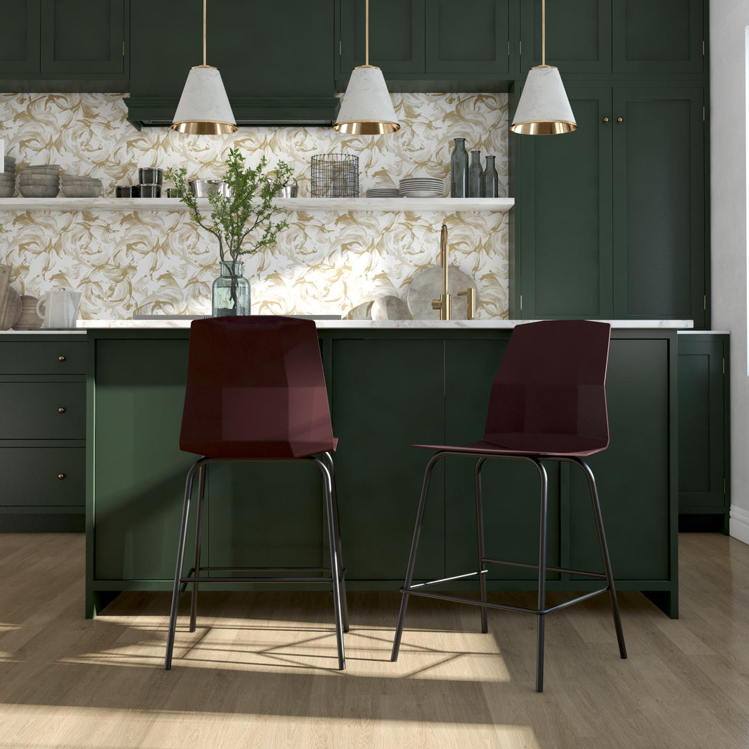 Modern molded counter stool Riley -  Burgundy