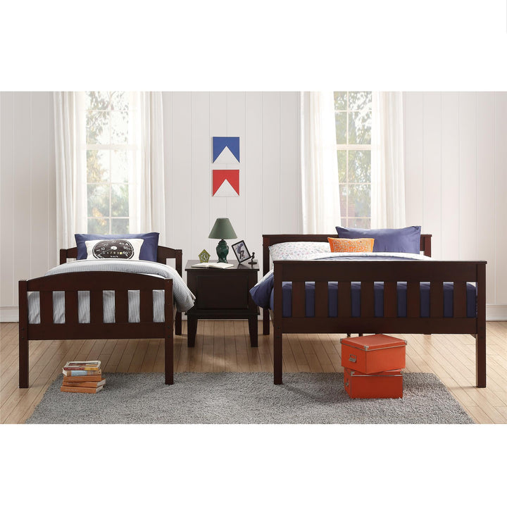 Airlie with Ladder Twin-Over-Full Wooden Bunk Bed -  Espresso  - Twin-Over-Full