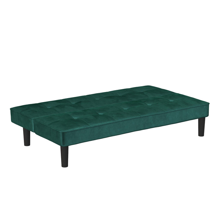 Tyler Velvet Tufted Upholstered Futon with Wooden Frame - Green