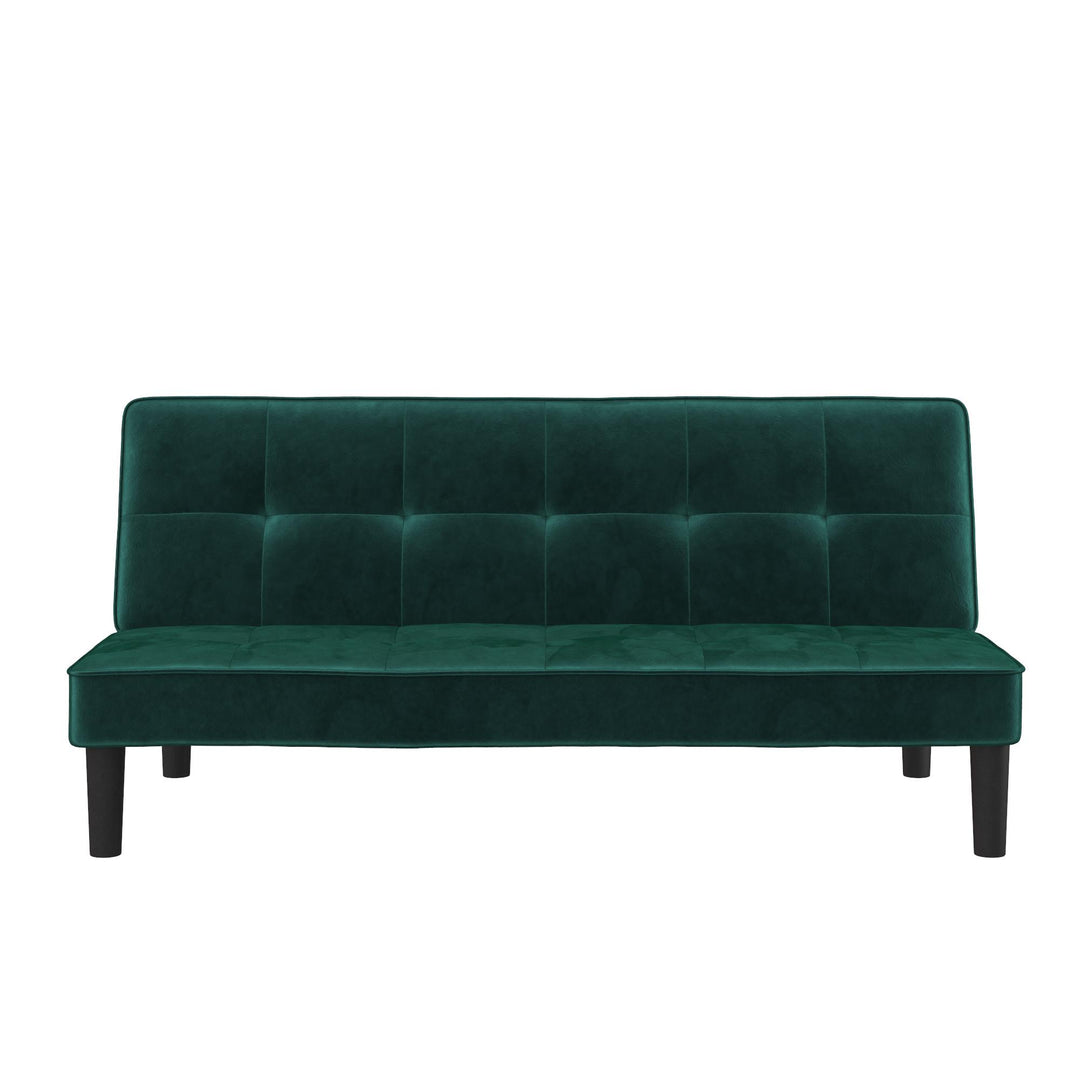 Tyler Velvet Tufted Upholstered Futon with Wooden Frame - Green