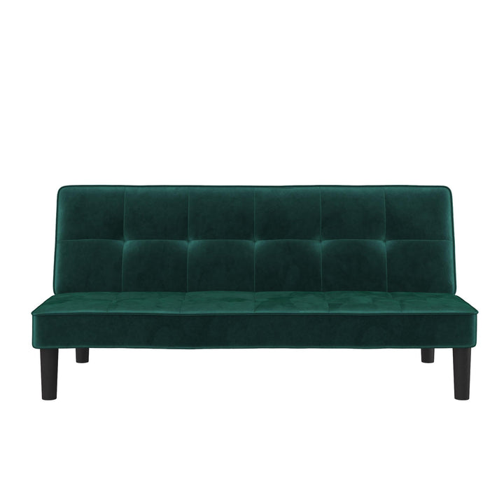 Tyler Velvet Tufted Upholstered Futon with Wooden Frame - Green