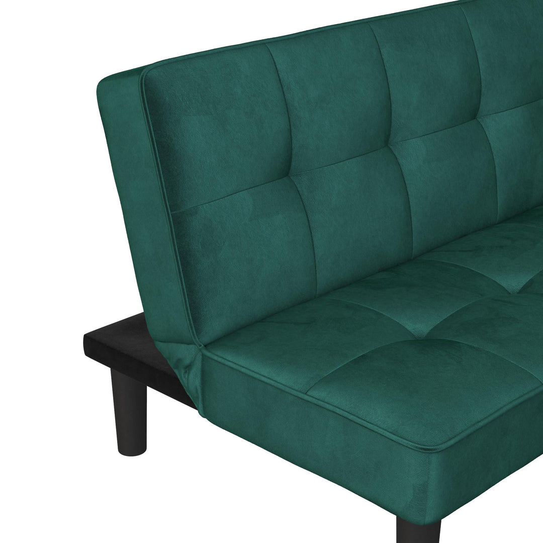 Tyler Velvet Tufted Upholstered Futon with Wooden Frame - Green