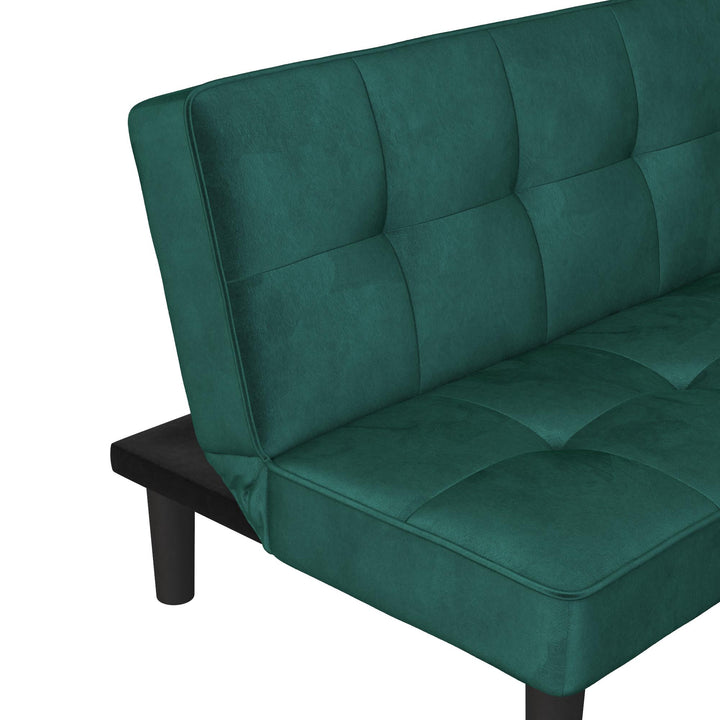 Tyler Velvet Tufted Upholstered Futon with Wooden Frame - Green