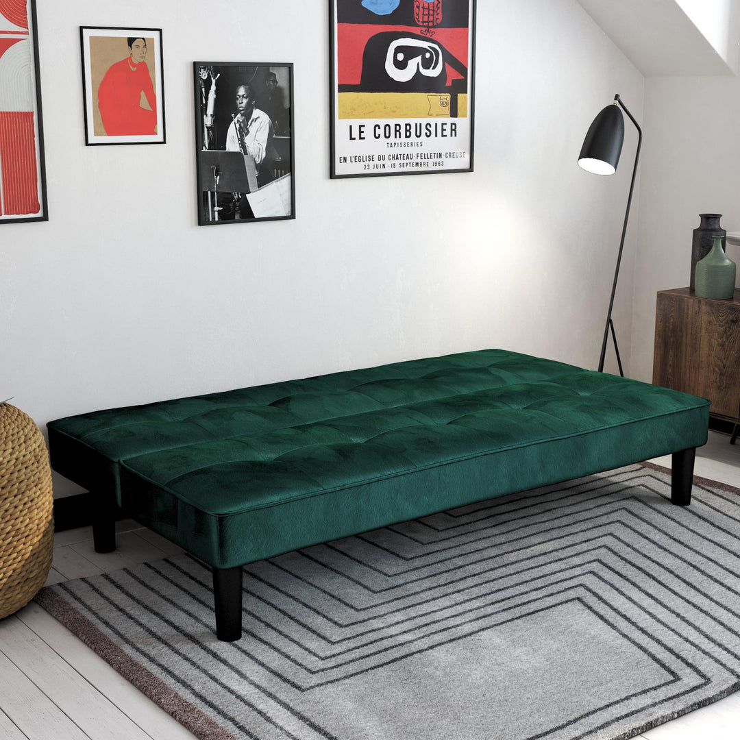 velvet tufted upholstered futon - Green