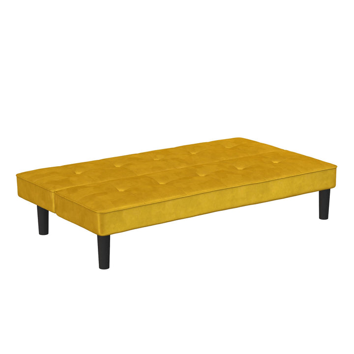 Tyler Velvet Tufted Upholstered Futon with Wooden Frame - Mustard