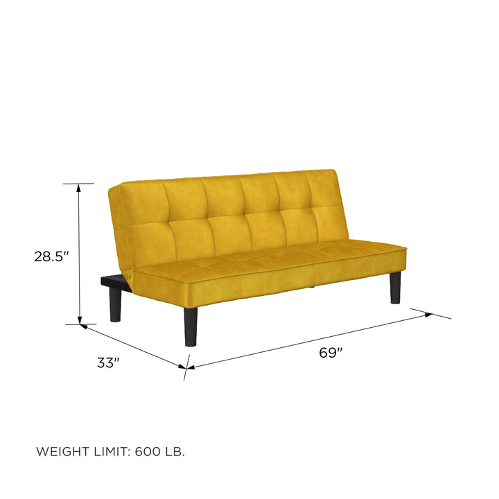 Tyler Velvet Tufted Upholstered Futon with Wooden Frame - Mustard