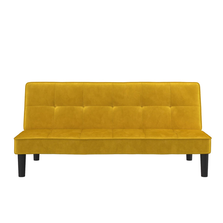 Tyler Velvet Tufted Upholstered Futon with Wooden Frame - Mustard