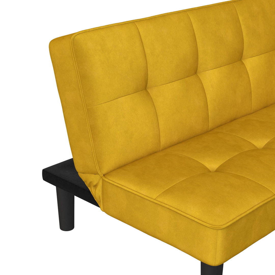 Tyler Velvet Tufted Upholstered Futon with Wooden Frame - Mustard