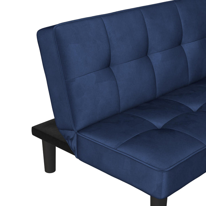Tyler Velvet Tufted Upholstered Futon with Wooden Frame - Mustard