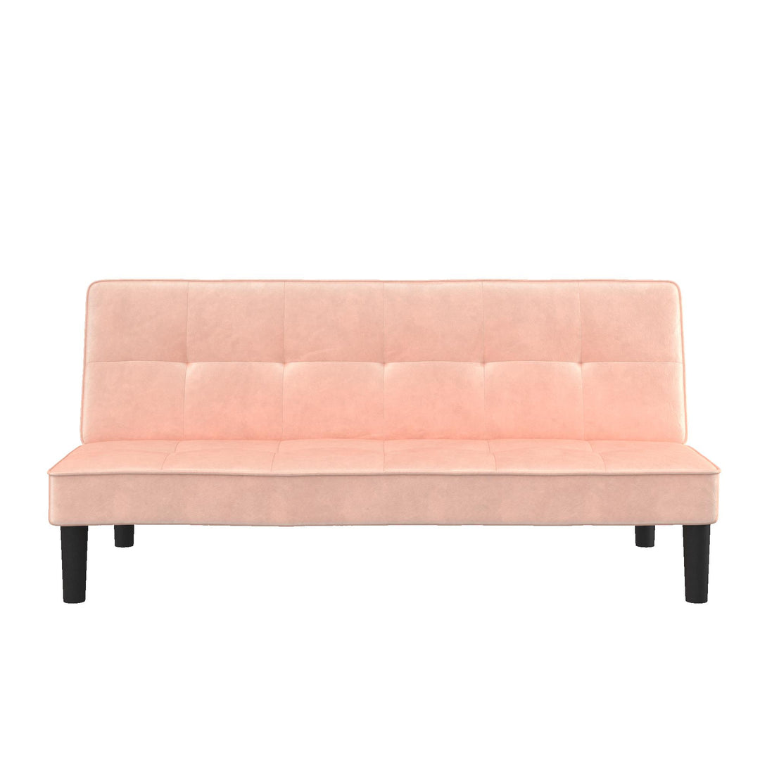 Tyler Velvet Tufted Upholstered Futon with Wooden Frame - Pink