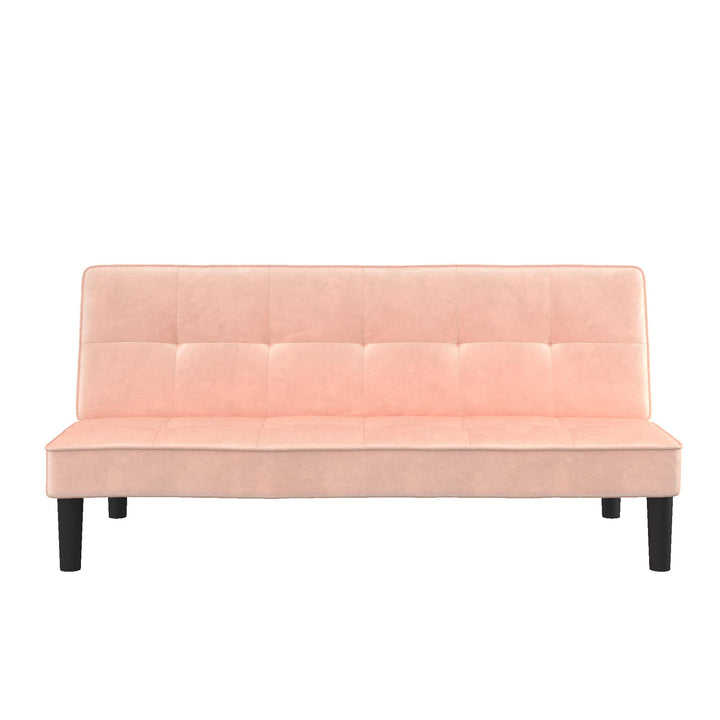 Tyler Velvet Tufted Upholstered Futon with Wooden Frame - Pink