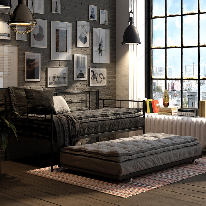Praxis Metal Daybed with Trundle - Black - Twin