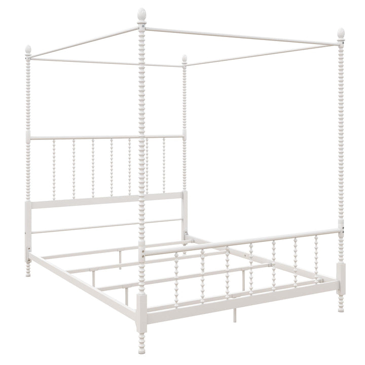 Stylish Jenny Lind Metal Canopy Bed -  White  -  Full