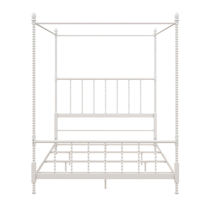 Jenny Lind Style Metal Canopy Bed -  White  -  Full