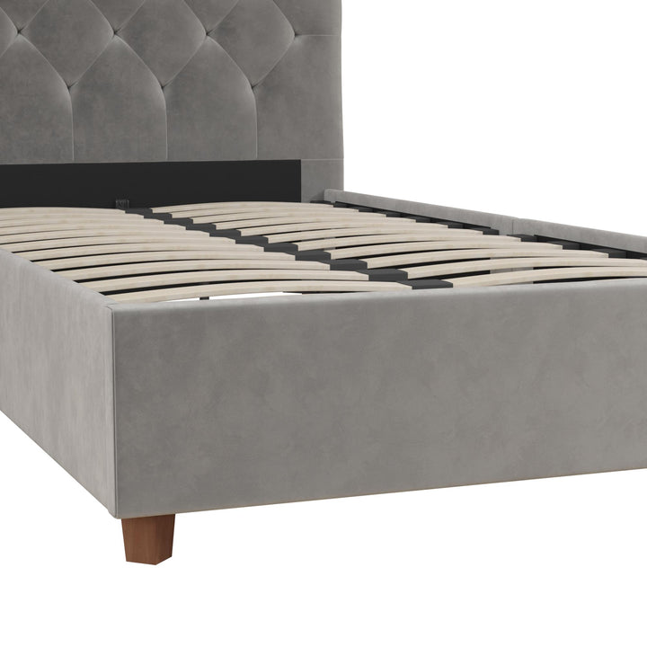 Gema Upholstered Bed with Bentwood Slats - Light Gray - Twin