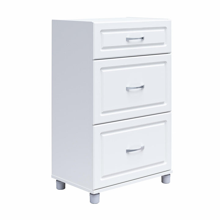 Kendall 24 Inch Multipurpose 3 Drawer Base Storage Cabinet  -  White