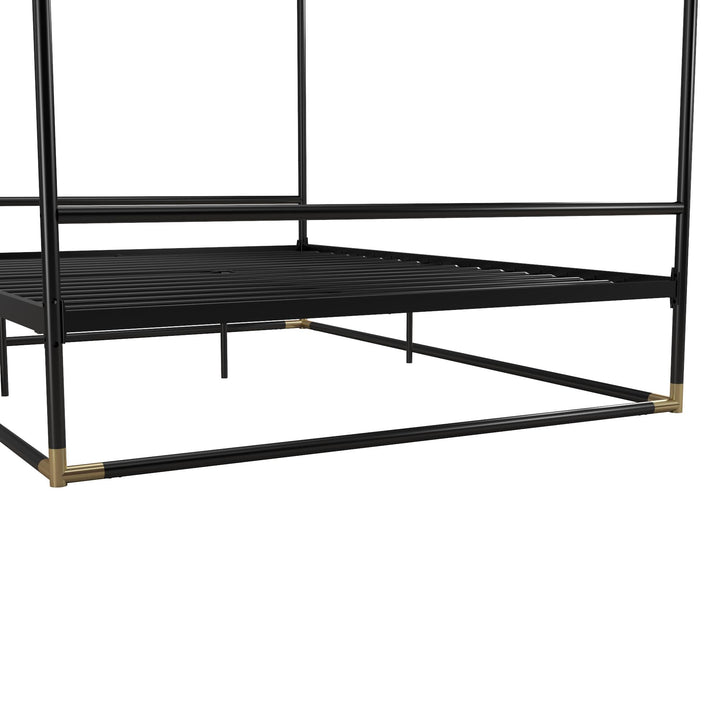 Best stylish canopy metal bed with gold connectors -  Black 