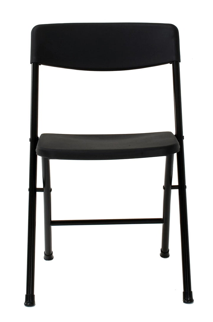 Resin Folding Chair with Steel Frame and Molded Seat and Back, Set of 4 - Black - 4-Pack