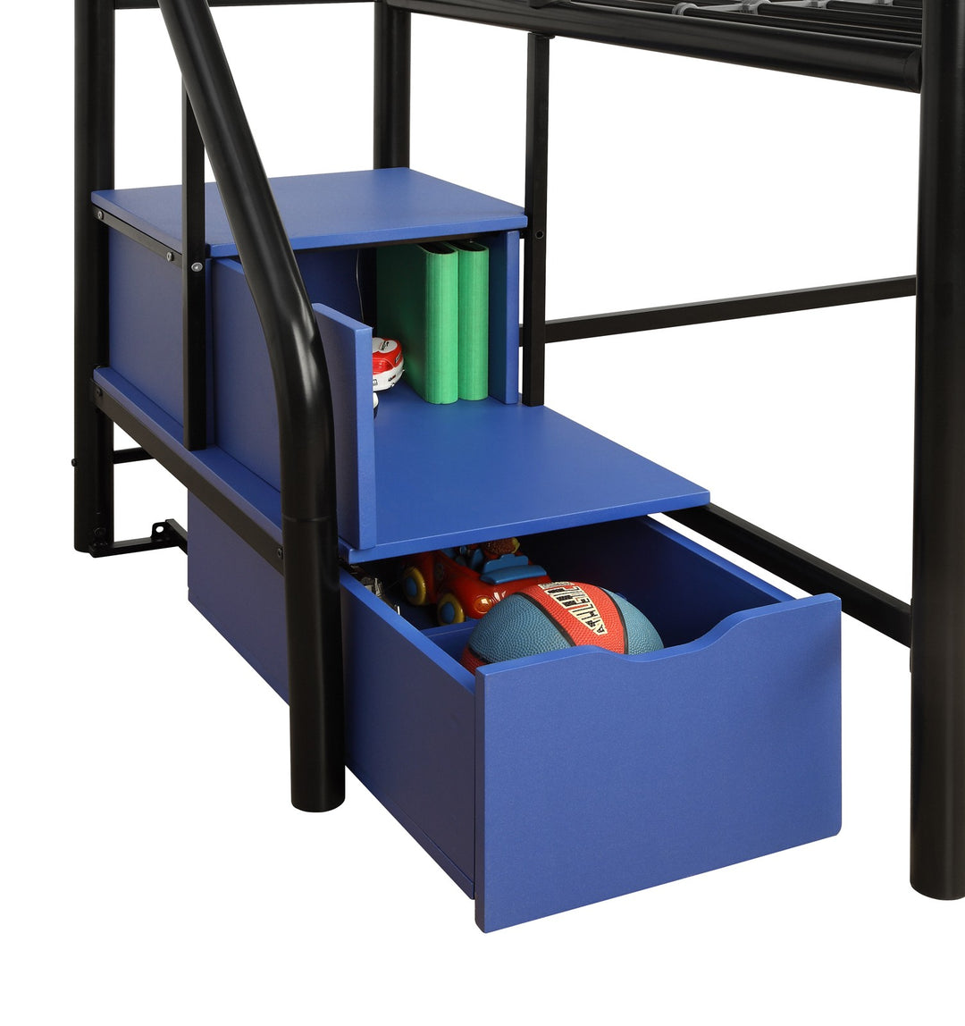 Low-Height Sol Junior Loft Bed with Storage -  Black  -  Twin
