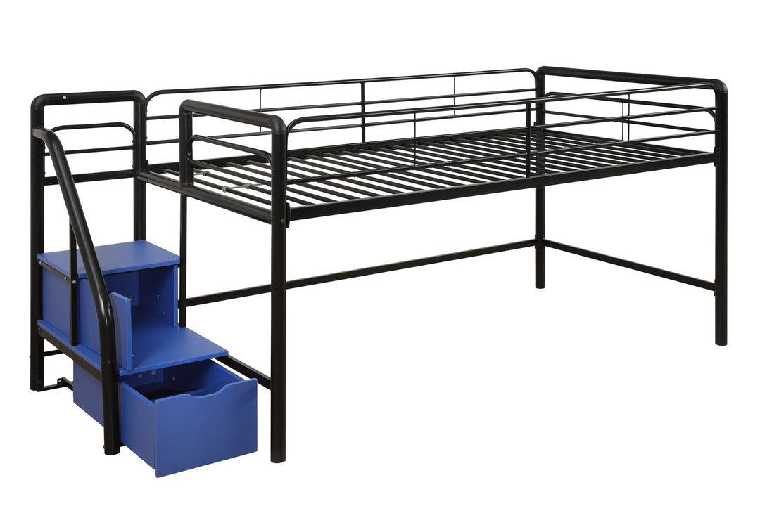 Twin Loft Bed with Storage and Sol Junior Style -  Black  -  Twin