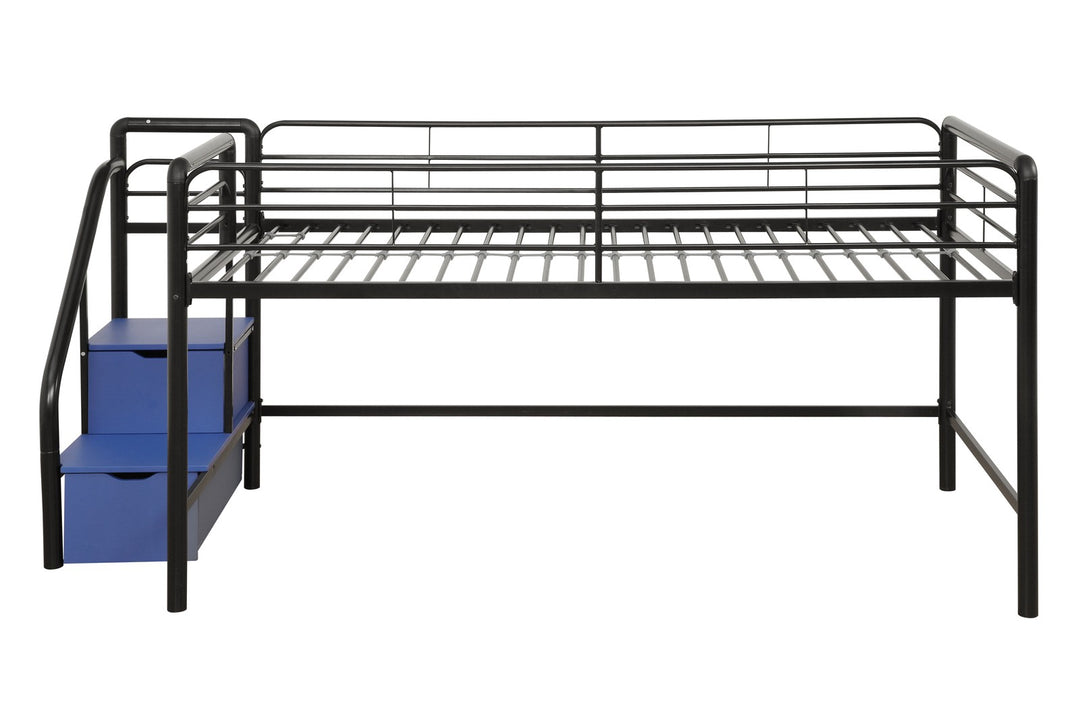 Sol Junior Loft Bed with Storage Steps -  White  -  Twin