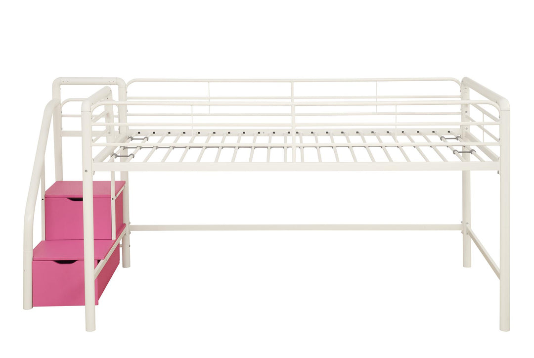 Low-Height Sol Junior Loft Bed with Storage -  White  -  Twin