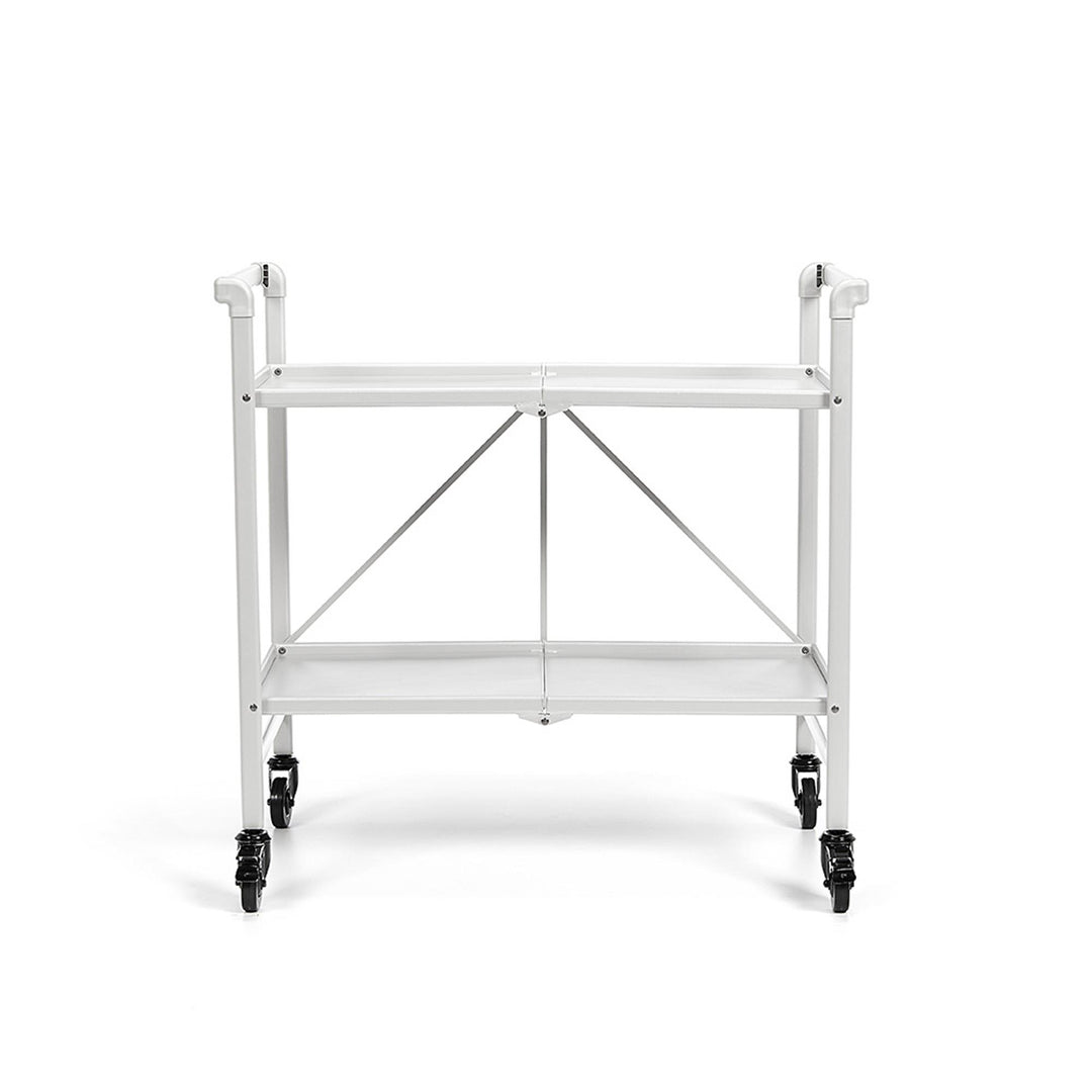 Outdoor Folding Serving Cart with 2 Shelves - White - Solid Shelf