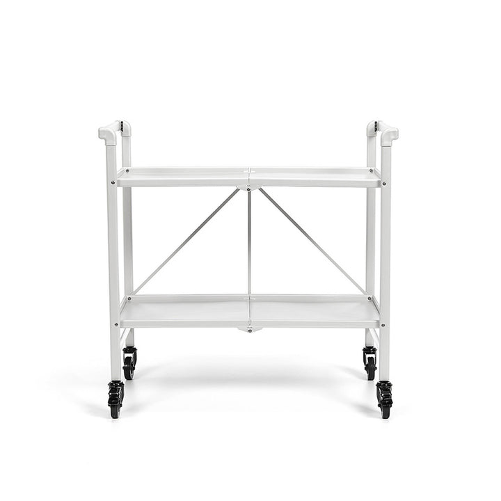 Outdoor Folding Serving Cart with 2 Shelves - White - Solid Shelf