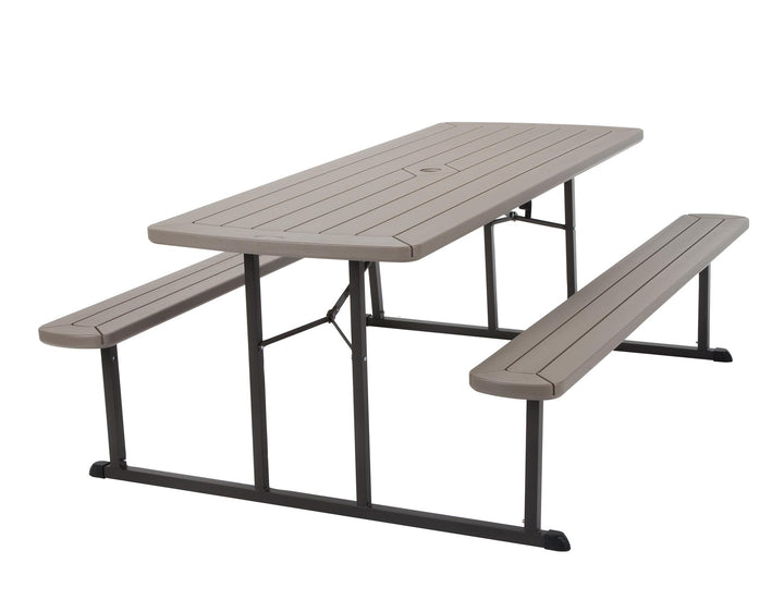 folding picnic table with benches - Taupe