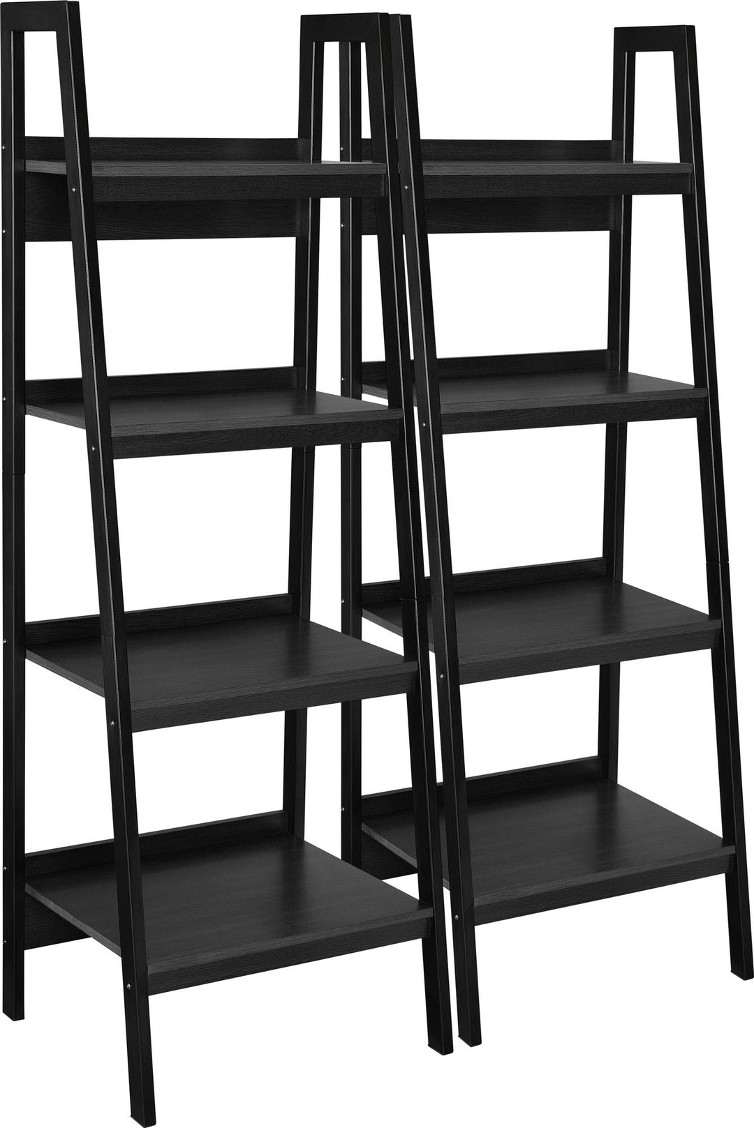 Lawrence Ladder Bookcase Bundle for Modern Decor -  Black