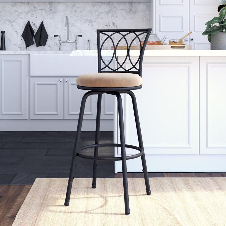Arcadio Upholstered Seat Swivel Barstool -  Tan