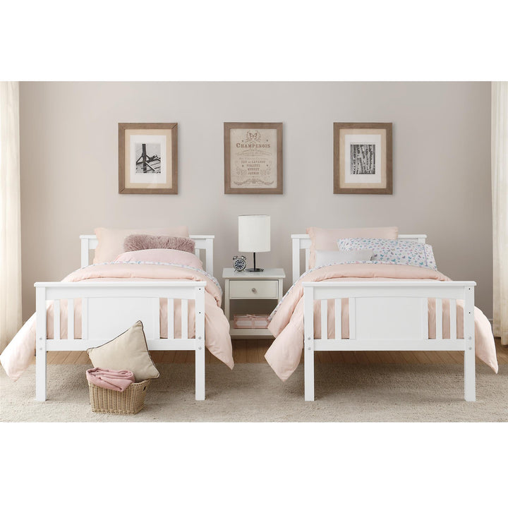 Dylan Twin over Twin Wooden Bunk Bed Wood Slats with -  White