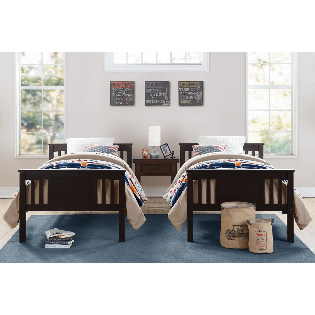 Wooden Twin over Twin Bunk Bed with Wood Slats Dylan -  Espresso