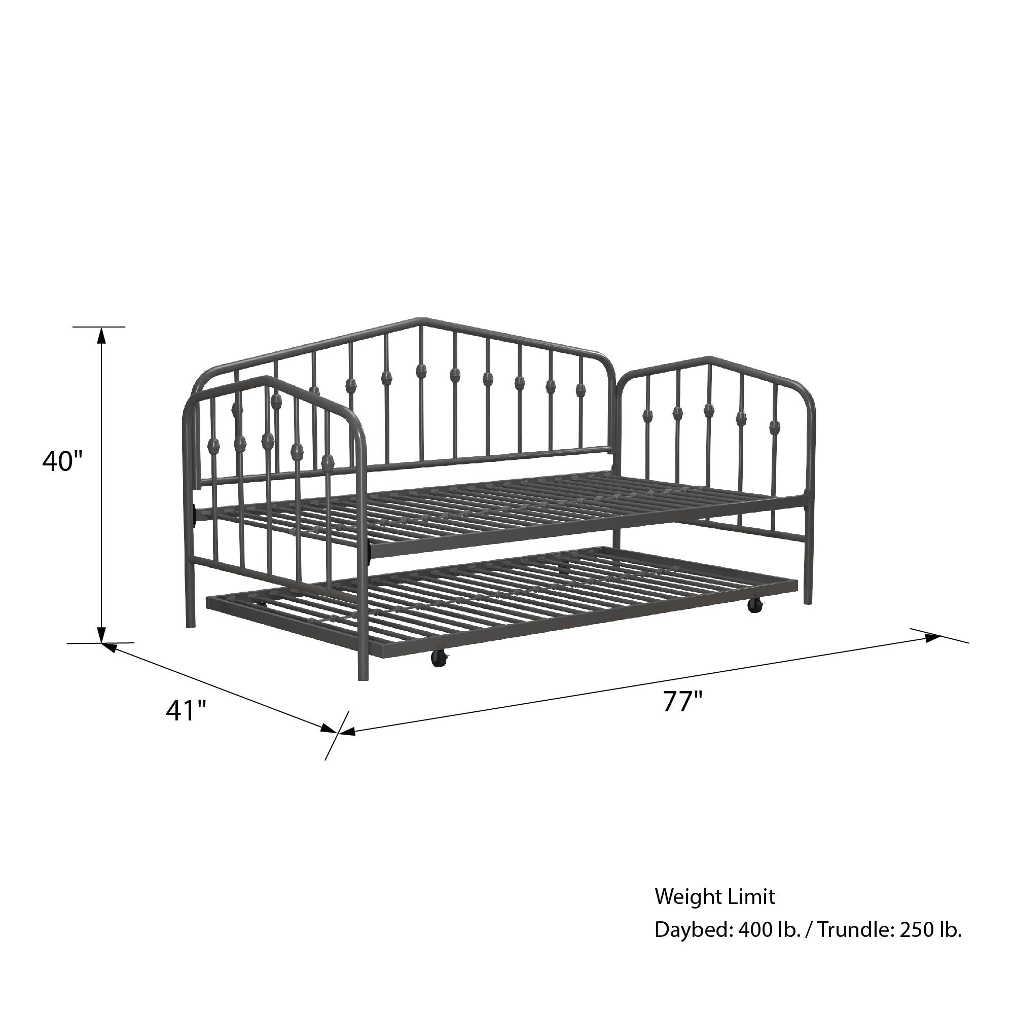 Bushwick Metal Daybed Trundle RealRooms