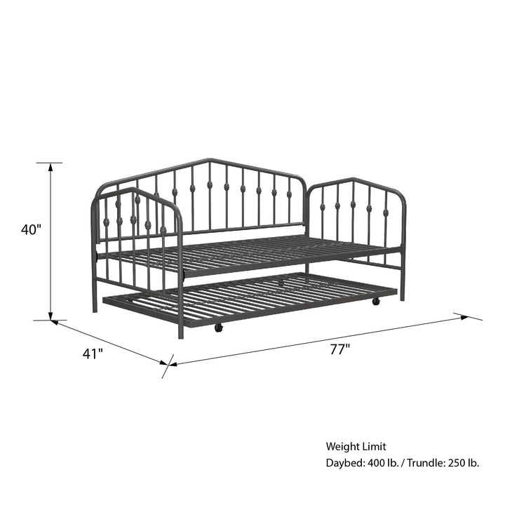 Bushwick Metal Daybed & Trundle - Gray - Twin